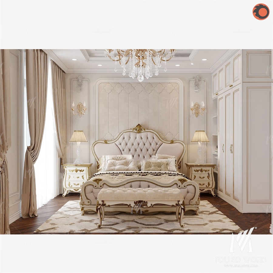 European style bedroom master room 3d model
